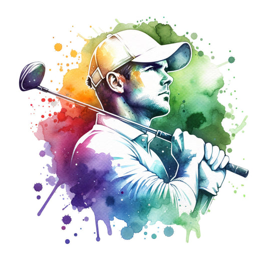Watercolor Golf Fabric Panel 9