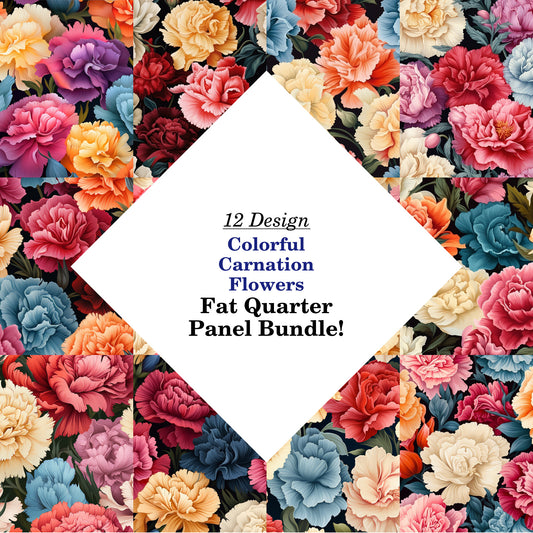 Colorful Carnation Flowers Fat Quarter Bundle
