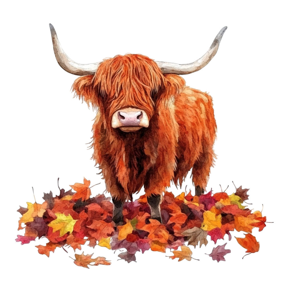 Autumn Highland Cow Fabric Panel 11