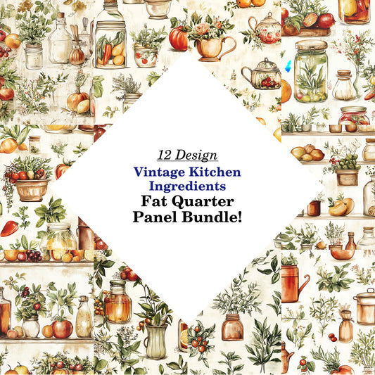 Vintage Kitchen Ingredients Fat Quarter Bundle