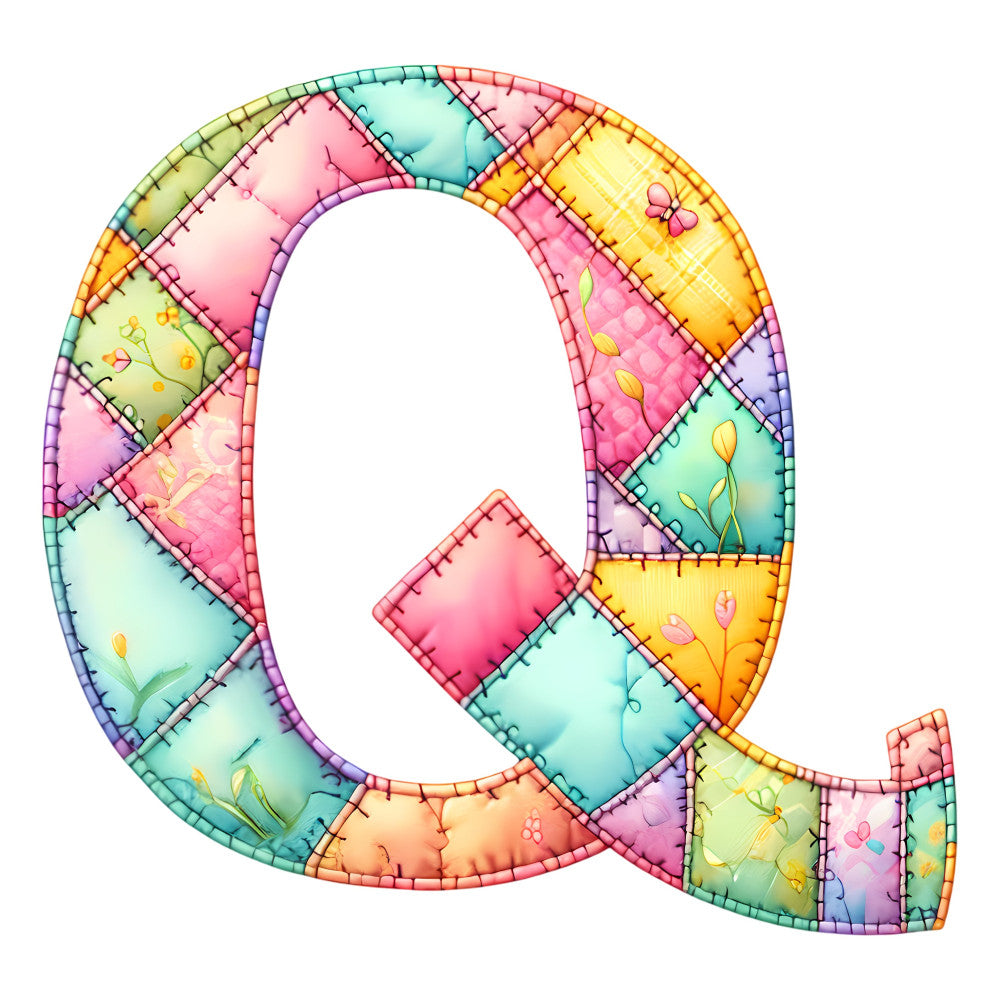 Pink Patchwork Alphabet Fabric Panel 28