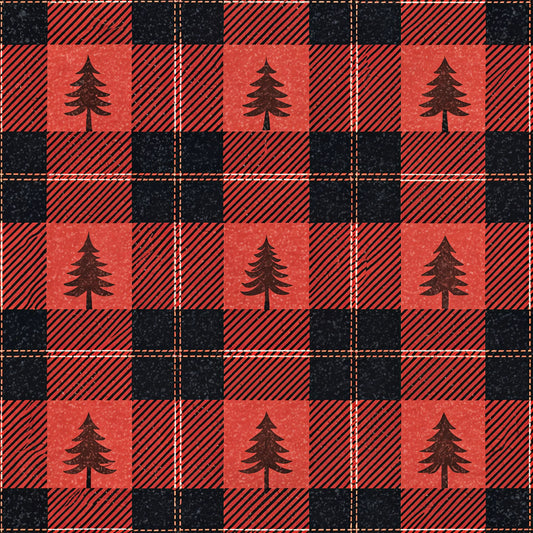Classic Red and Black Buffalo Plaid Pattern 5 Quilting Cotton Fabric