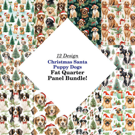 Christmas Santa Puppy Dogs Fat Quarter Bundle