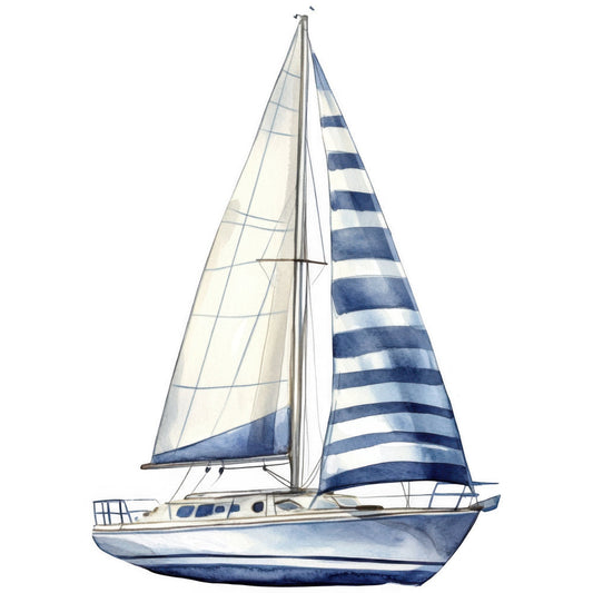 Watercolor Sailing Fabric Panel 8