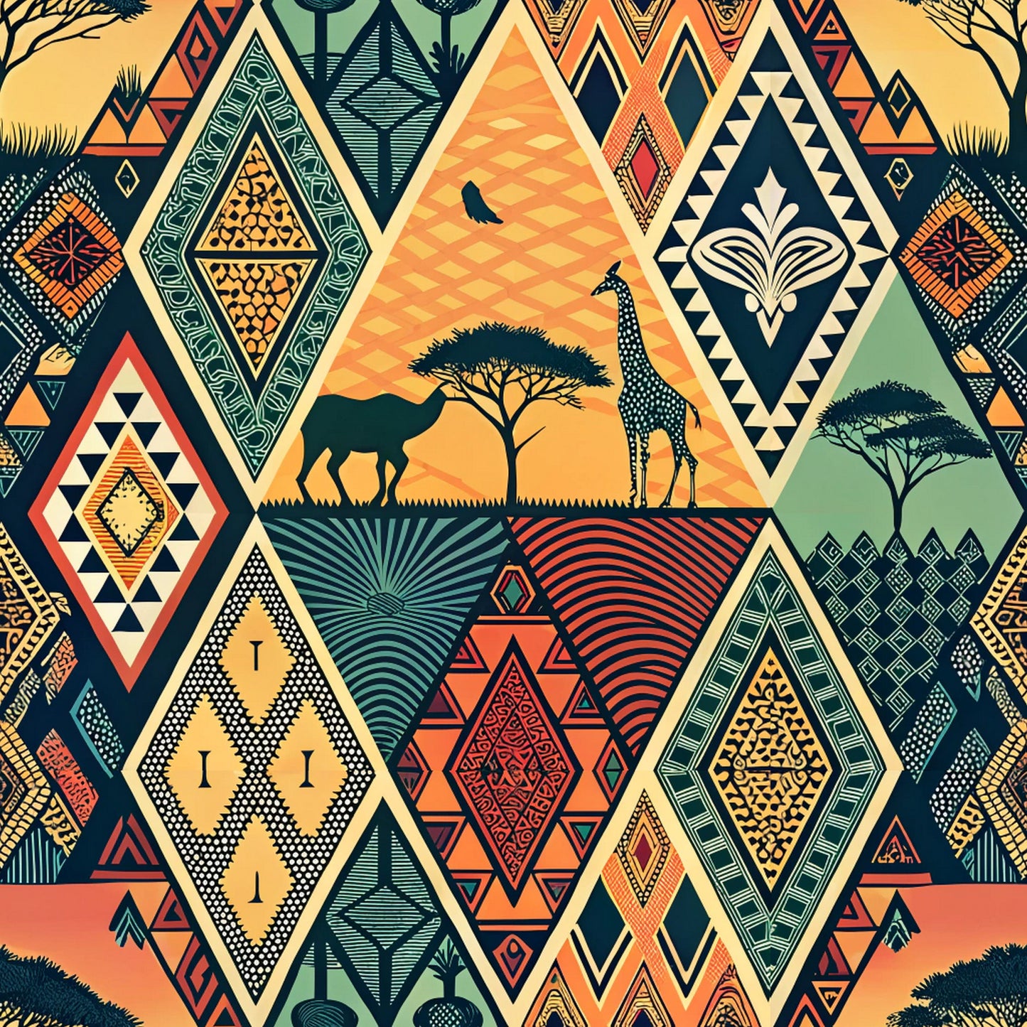 African Tribal Pattern 3 Quilting Cotton Fabric