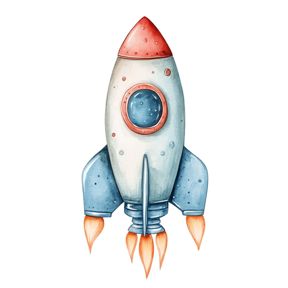 Watercolor Space Adventure Fabric Panel 16