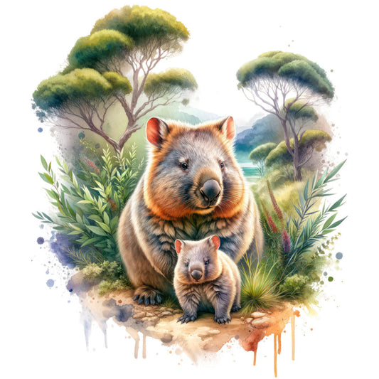 Australian Wombats Fabric Panel 1