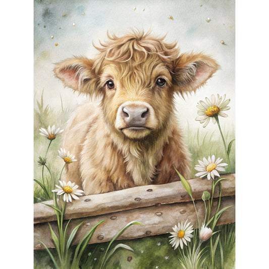 Highland Cow Scenes Fabric Panel 8