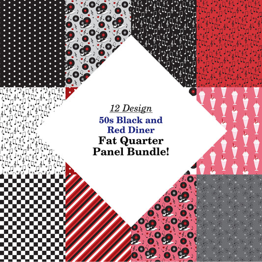 50s Black and Red Diner Fat Quarter Bundle