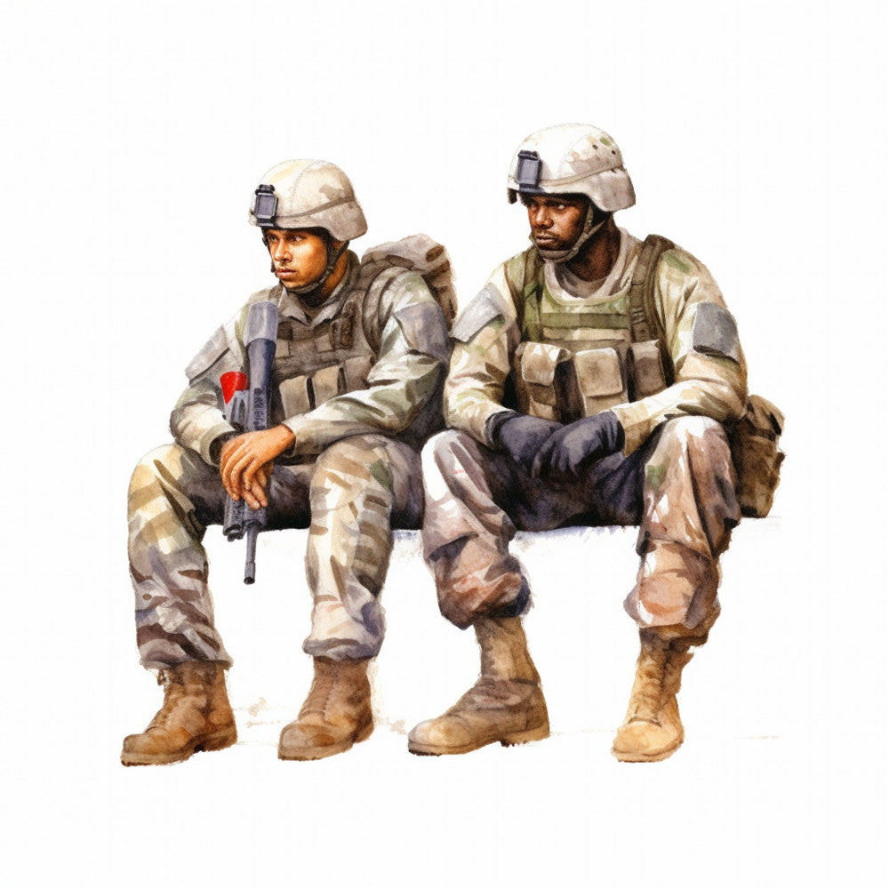 Watercolor Military Fabric Panel 9