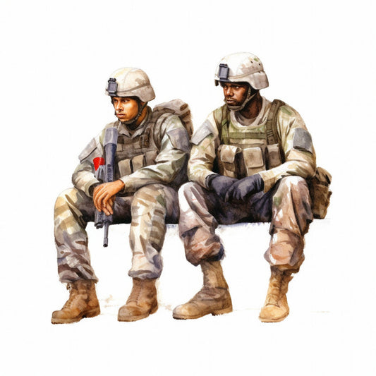 Watercolor Military Fabric Panel 9