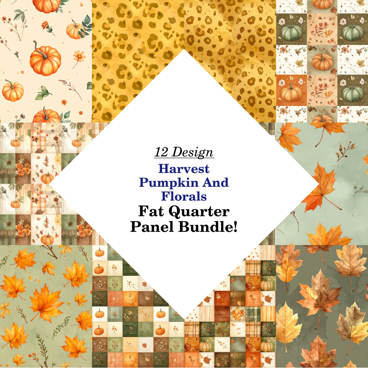 Harvest Pumpkin And Florals Fat Quarter Bundle