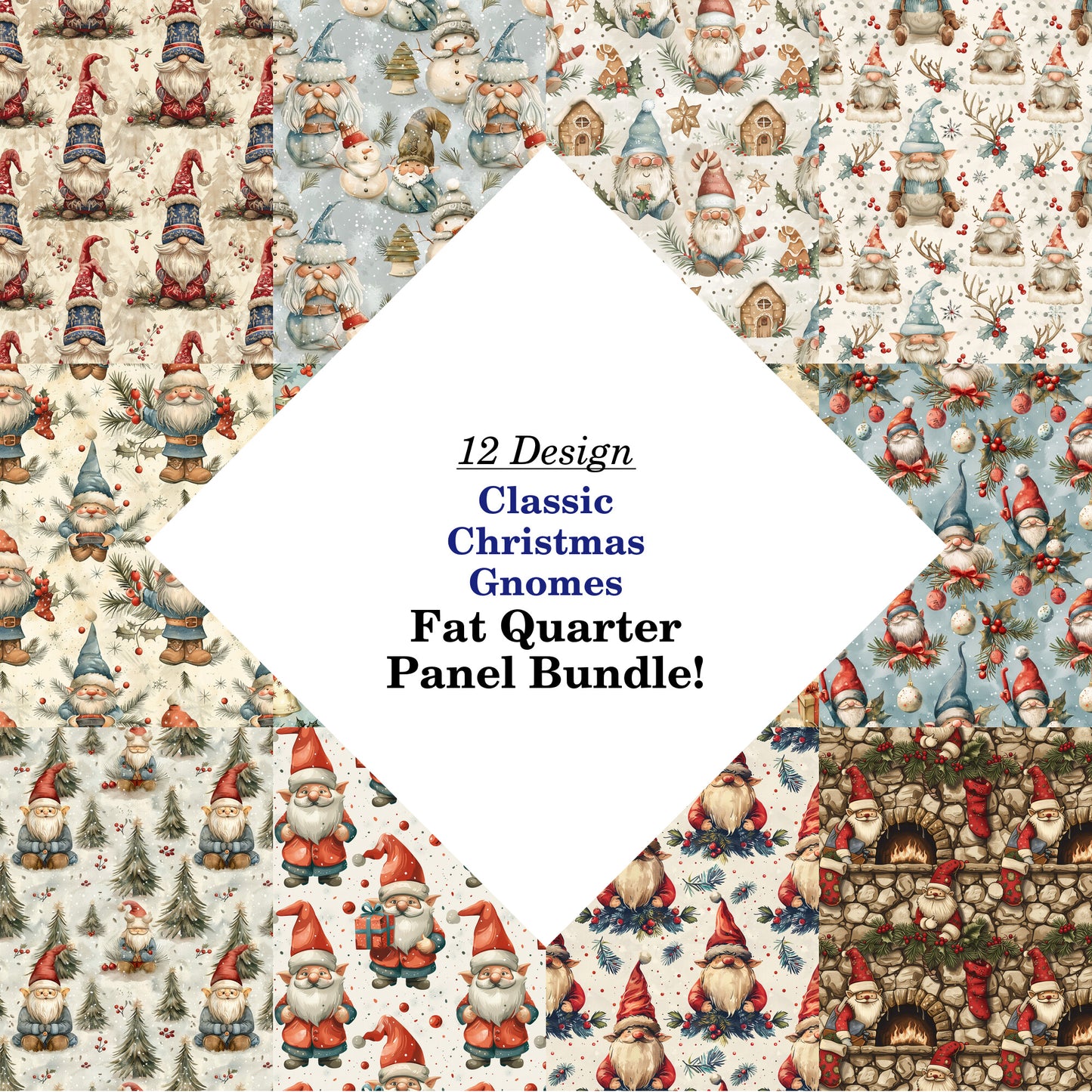 Classic Christmas Gnomes Fat Quarter Bundle