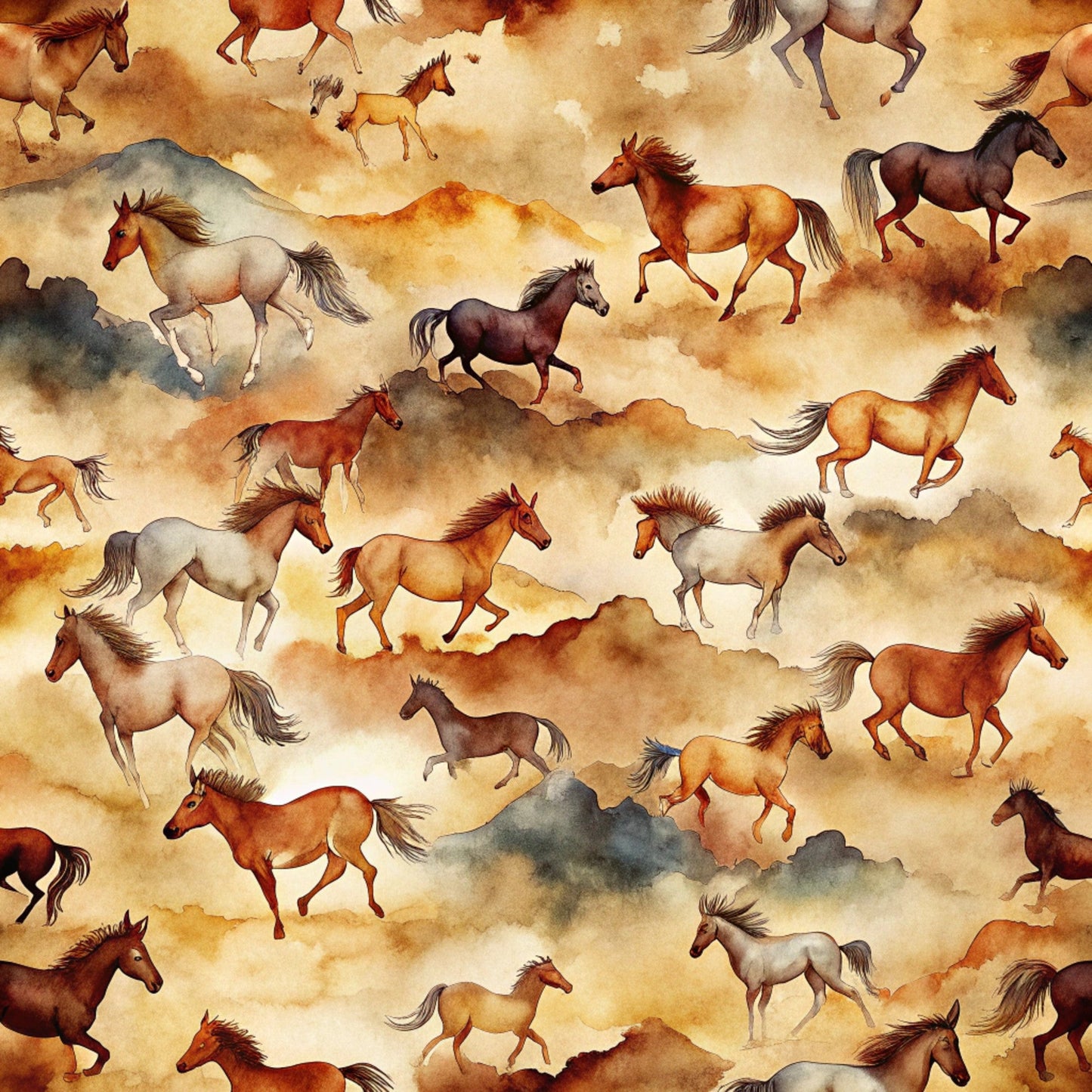 Daily Deal: Wild Horses Pattern 5 Quilting Cotton Fabric - 45" x 3 Yards"