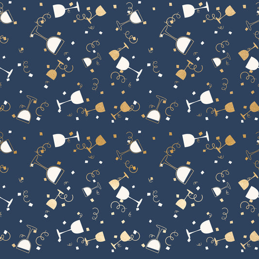 Navy and Gold Celebration Pattern 4 Quilting Cotton Fabric