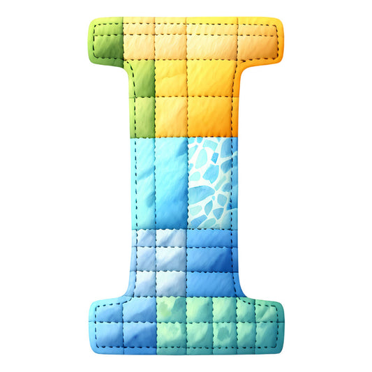 Blue Patchwork Alphabet Fabric Panel 17