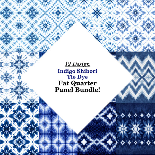 Indigo Shibori Tie Dye Fat Quarter Bundle