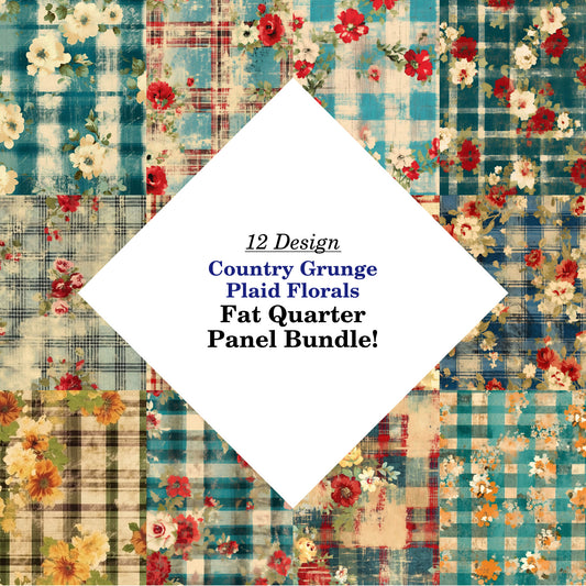 Country Grunge Plaid Florals Fat Quarter Bundle
