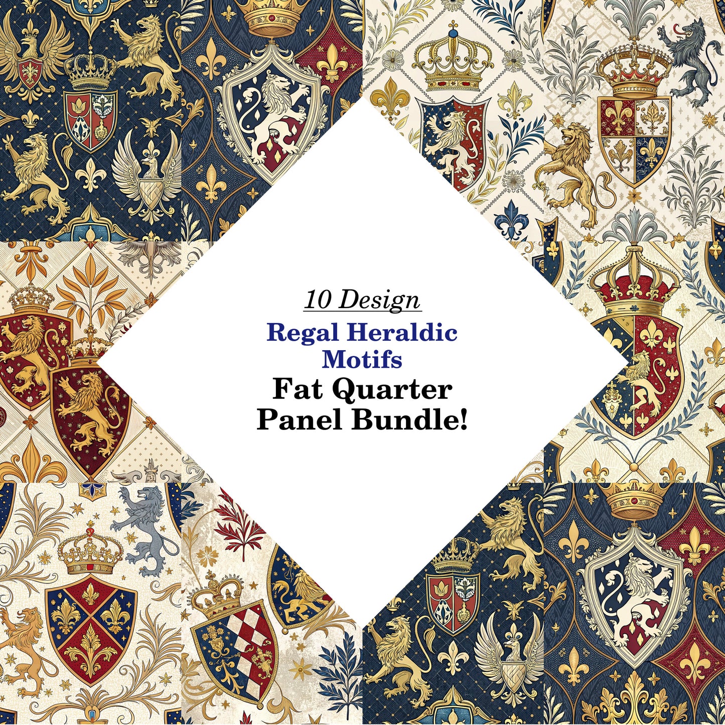Regal Heraldic Motifs Fat Quarter Bundle