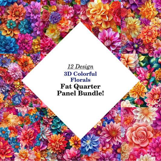 3D Colorful Florals Fat Quarter Bundle