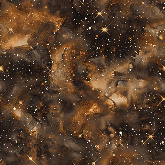 Brown Painted Galaxy Pattern 9 Quilting Cotton Fabric