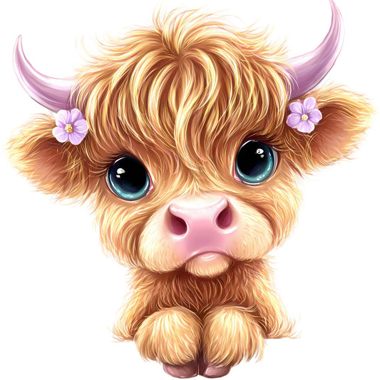 Adorable Highland Cows Fabric Panel 62