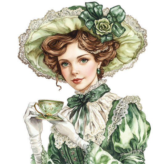 Emerald Victorian Lady Fabric Panel 12