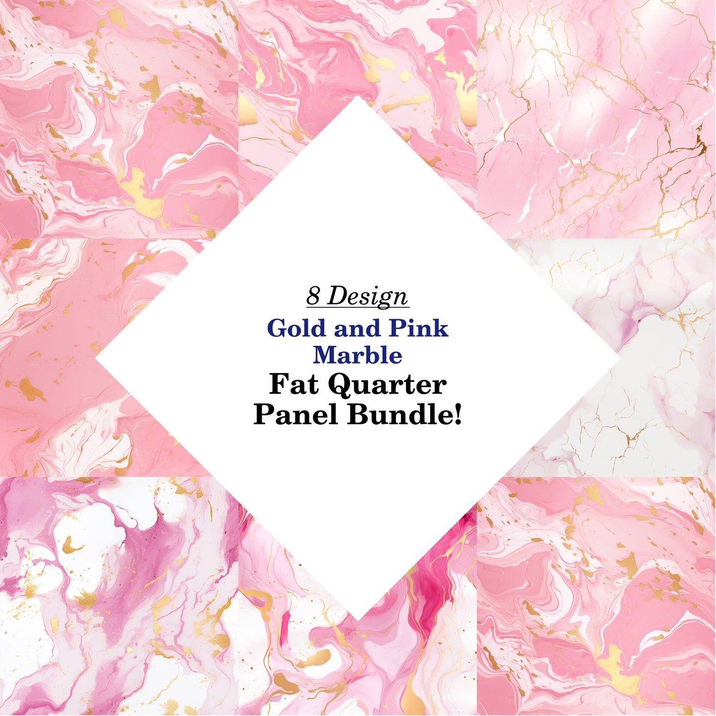 Gold and Pink Marble Fat Quarter Bundle