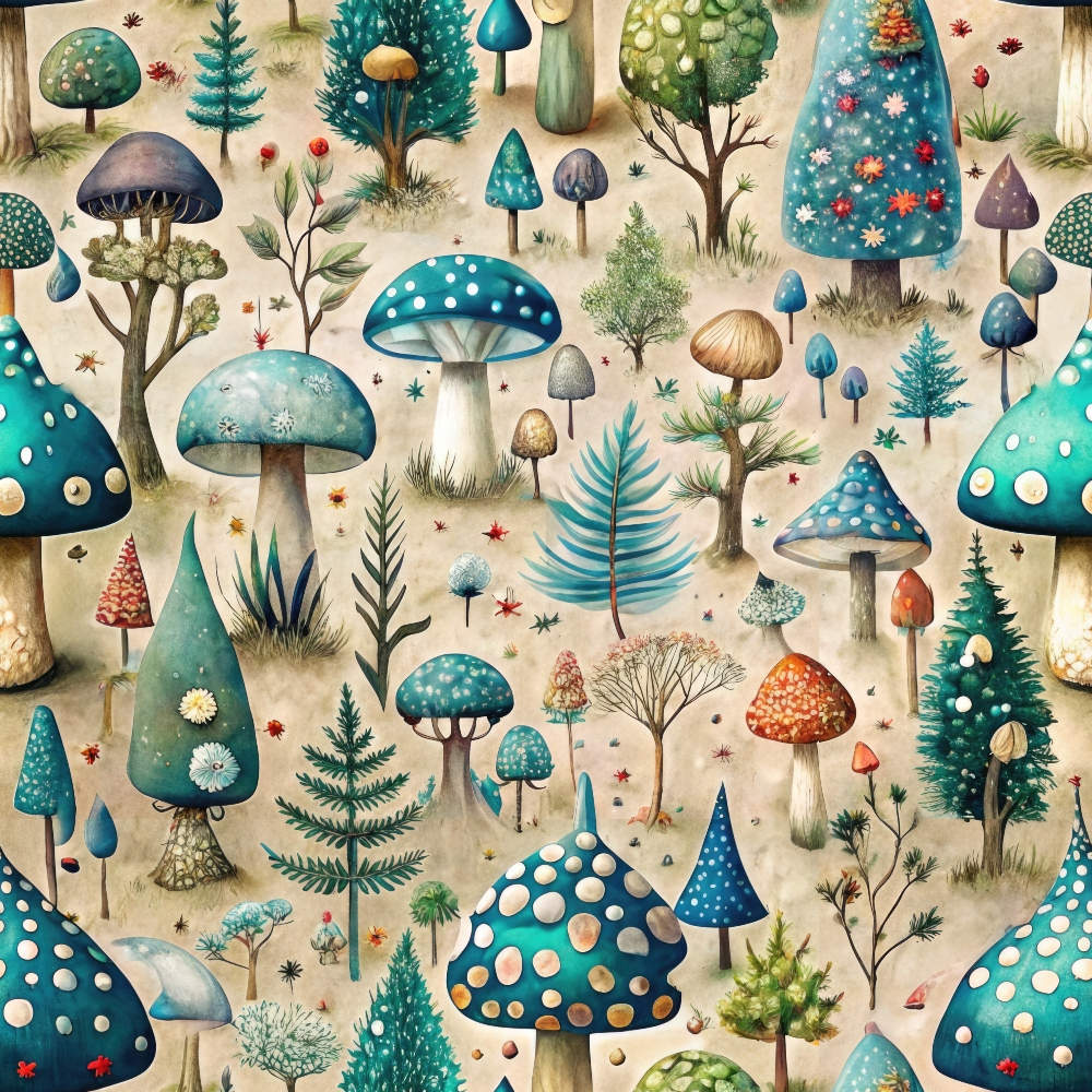 Daily Deal: Mushroom Fairyland Pattern 9 Quilting Cotton Fabric - 45" x 1 Yard"