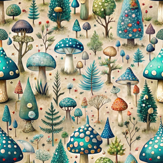 Daily Deal: Mushroom Fairyland Pattern 9 Quilting Cotton Fabric - 45" x 1 Yard"