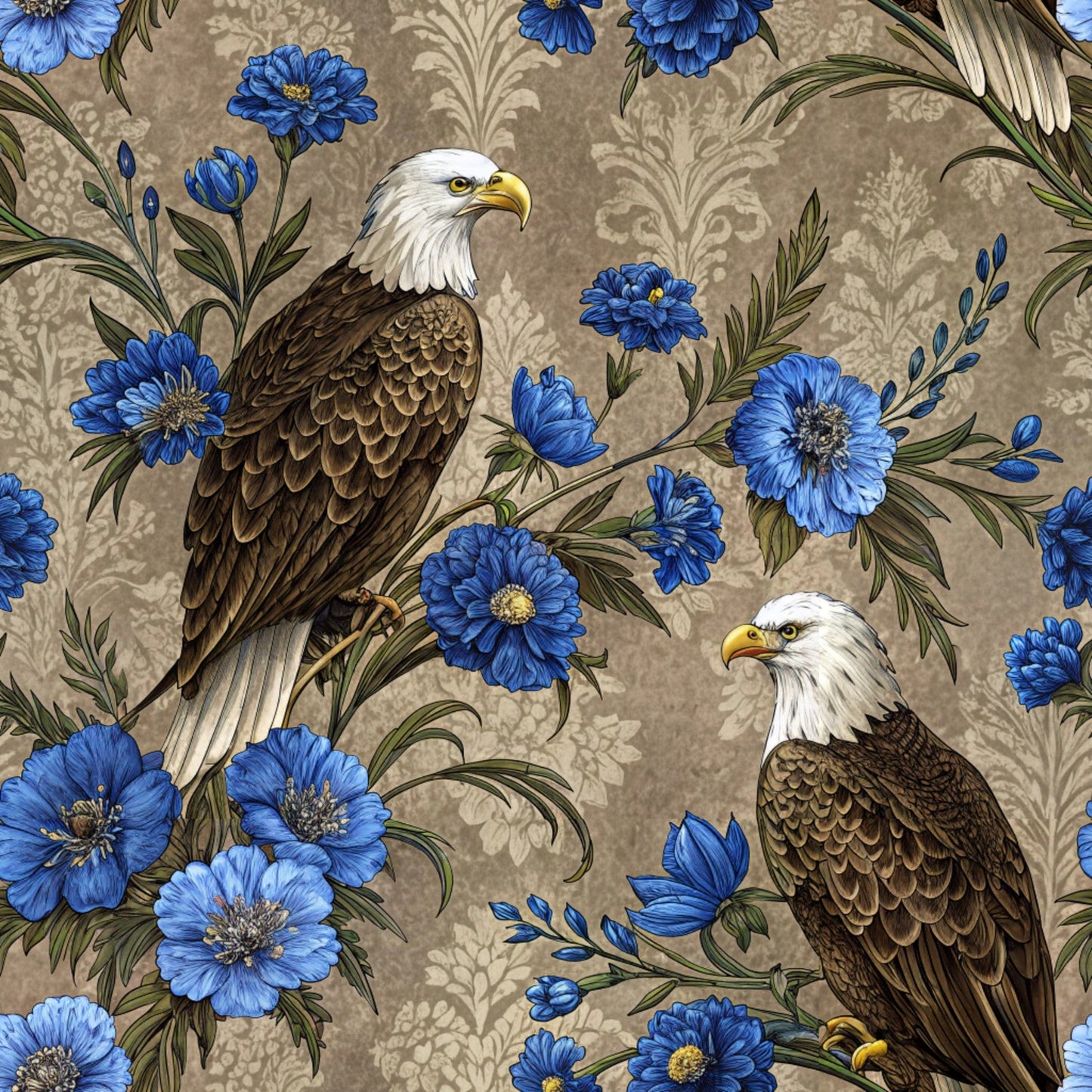Daily Deal: Birds of Prey Pattern 16 Quilting Cotton Fabric - 45" x 1 Yard"