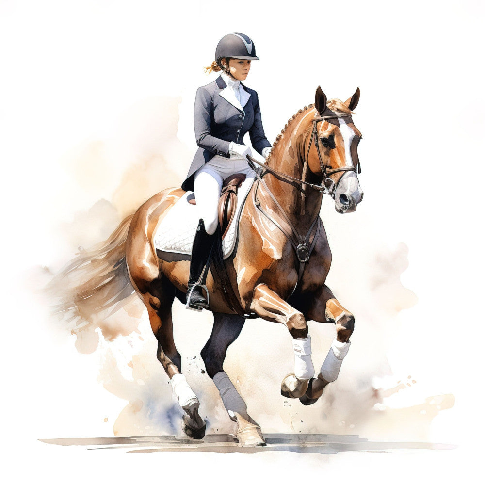 Elegant Equestrian Art Fabric Panel 1
