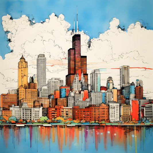 Pen and Ink Chicago Fabric Panel 4