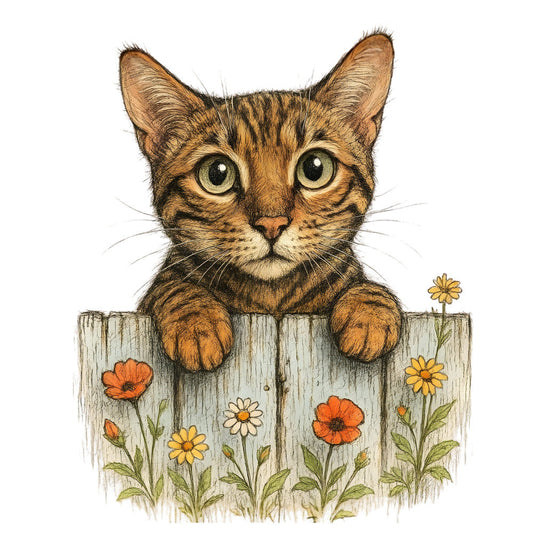 Kittens Peeking Over Fence Fabric Panel 11