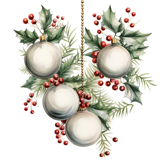 Holly and Baubles Fabric Panel 16