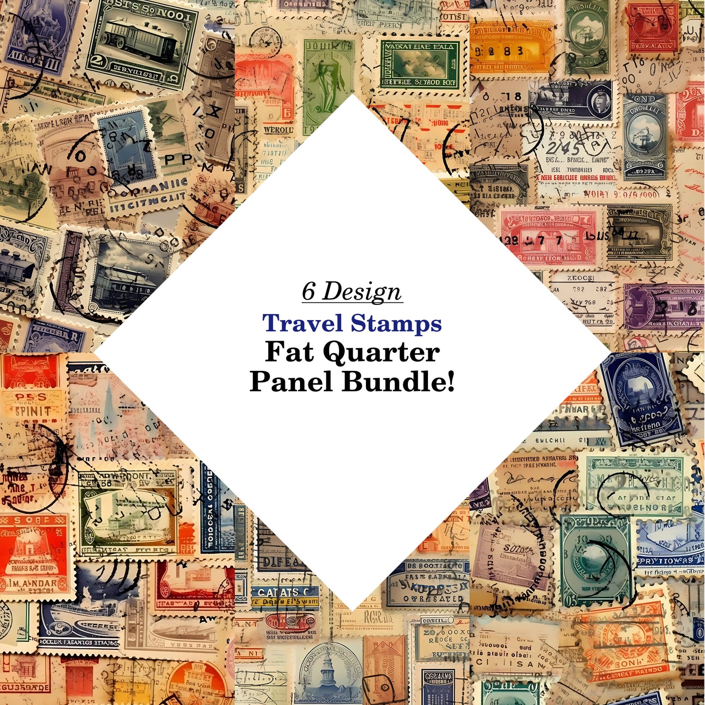 Travel Stamps Fat Quarter Bundle