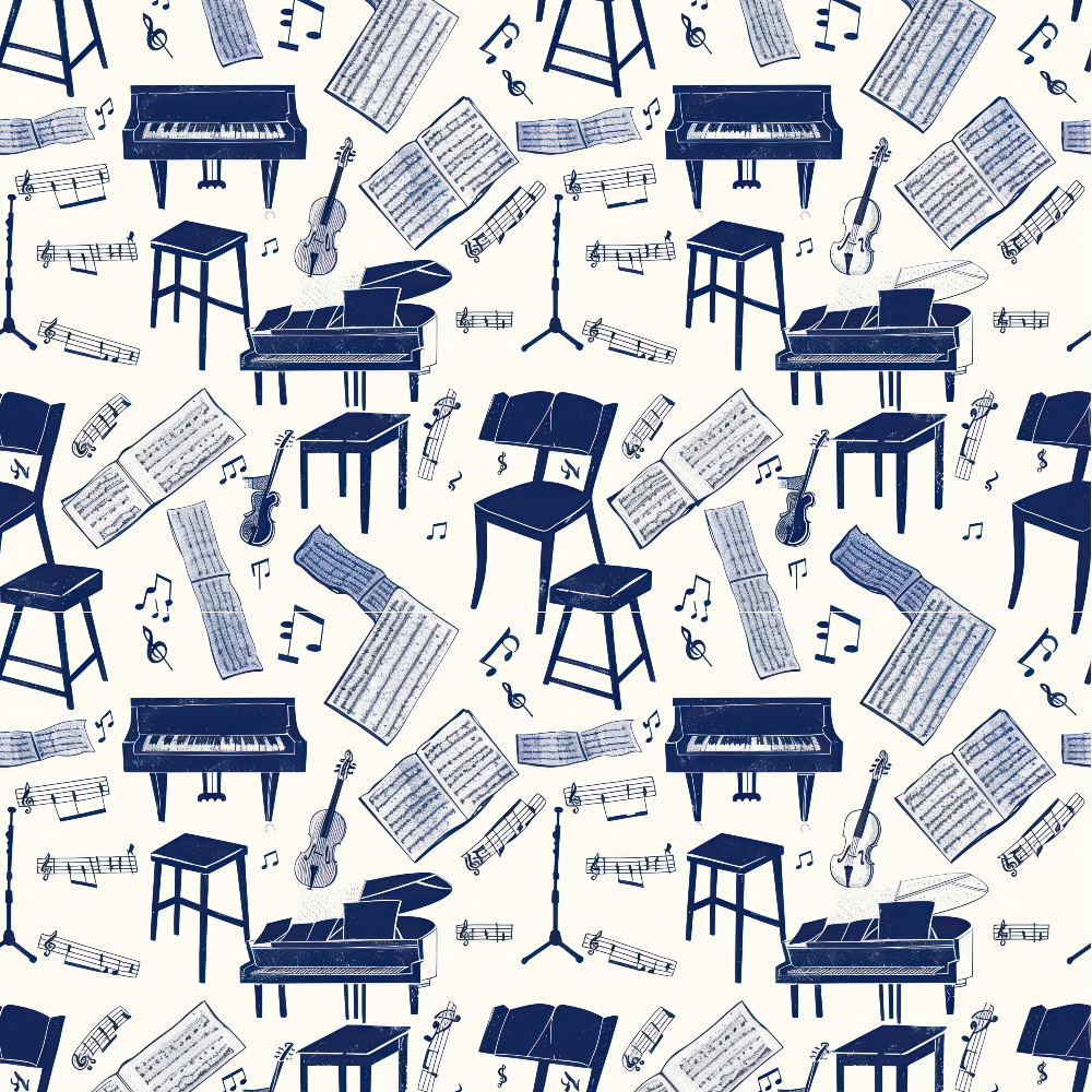 Daily Deal: Blue Music Class Quilting Cotton Fabric - 45" x 2 Yards"