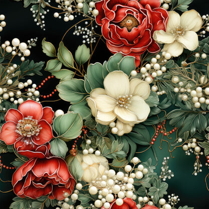 Christmas Florals Pattern 5 Quilting Cotton Fabric