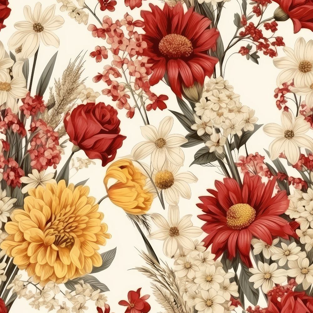 Daily Deal: Rustic Wildflowers Bouquets Pattern 9 Quilting Cotton Fabric - 45" x 1 Yard"