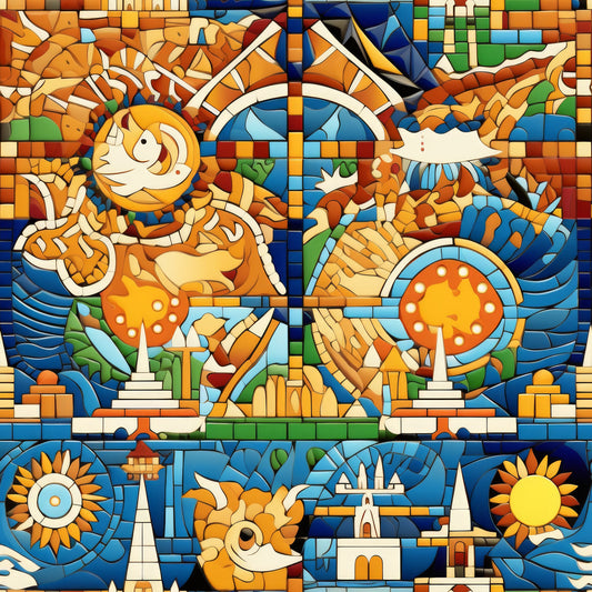 Mosaic Art Pattern 3 Quilting Cotton Fabric