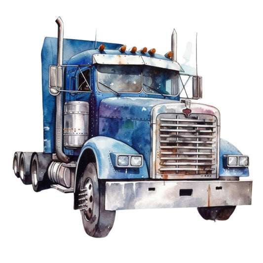 Watercolor Semi Truck Fabric Panel 2