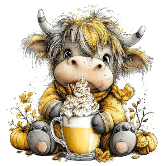 Yellow Highland Cow Fabric Panel 15