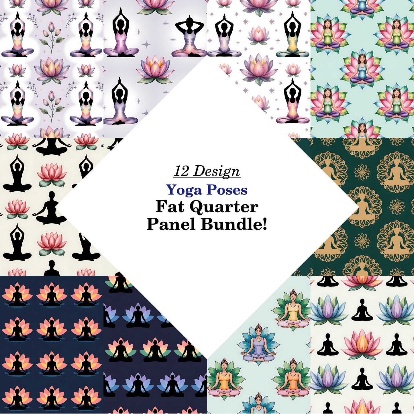 Yoga Poses Fat Quarter Bundle