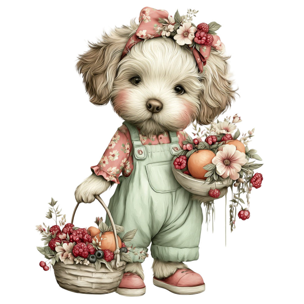 Summer Fruit Basket Animals Fabric Panel 24