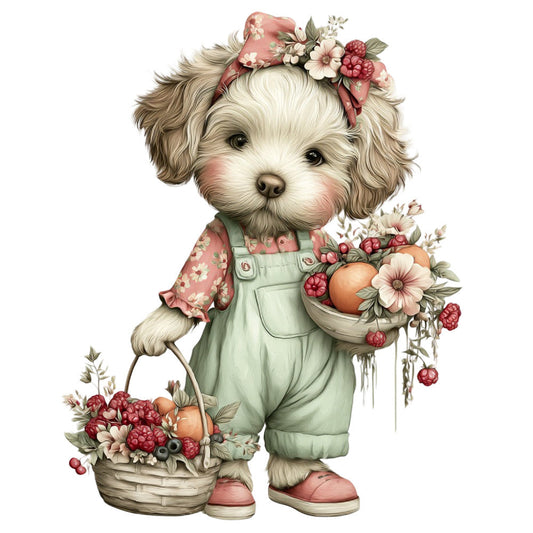 Summer Fruit Basket Animals Fabric Panel 24