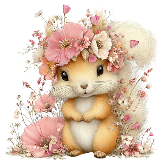 Whimsical Summer Squirrel Fabric Panel 49