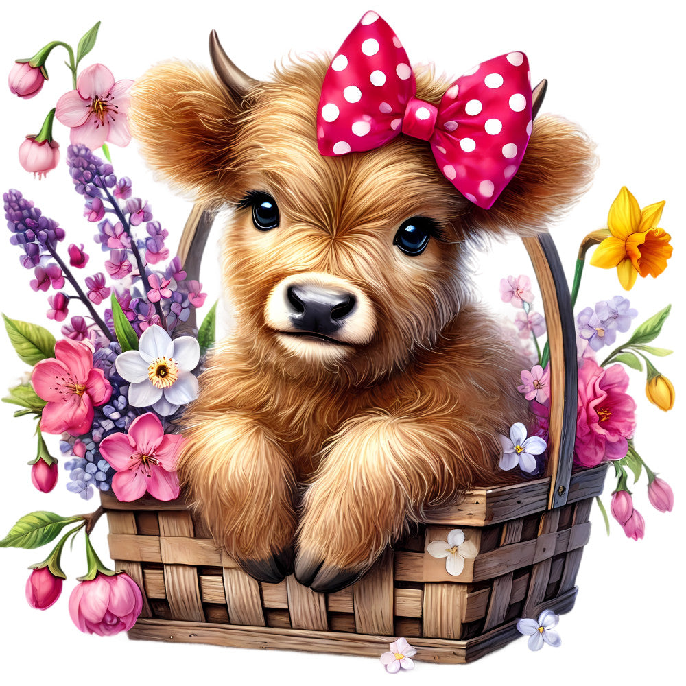 Springtime Highland Cows Fabric Panel 3 – FabricMegaStore.com