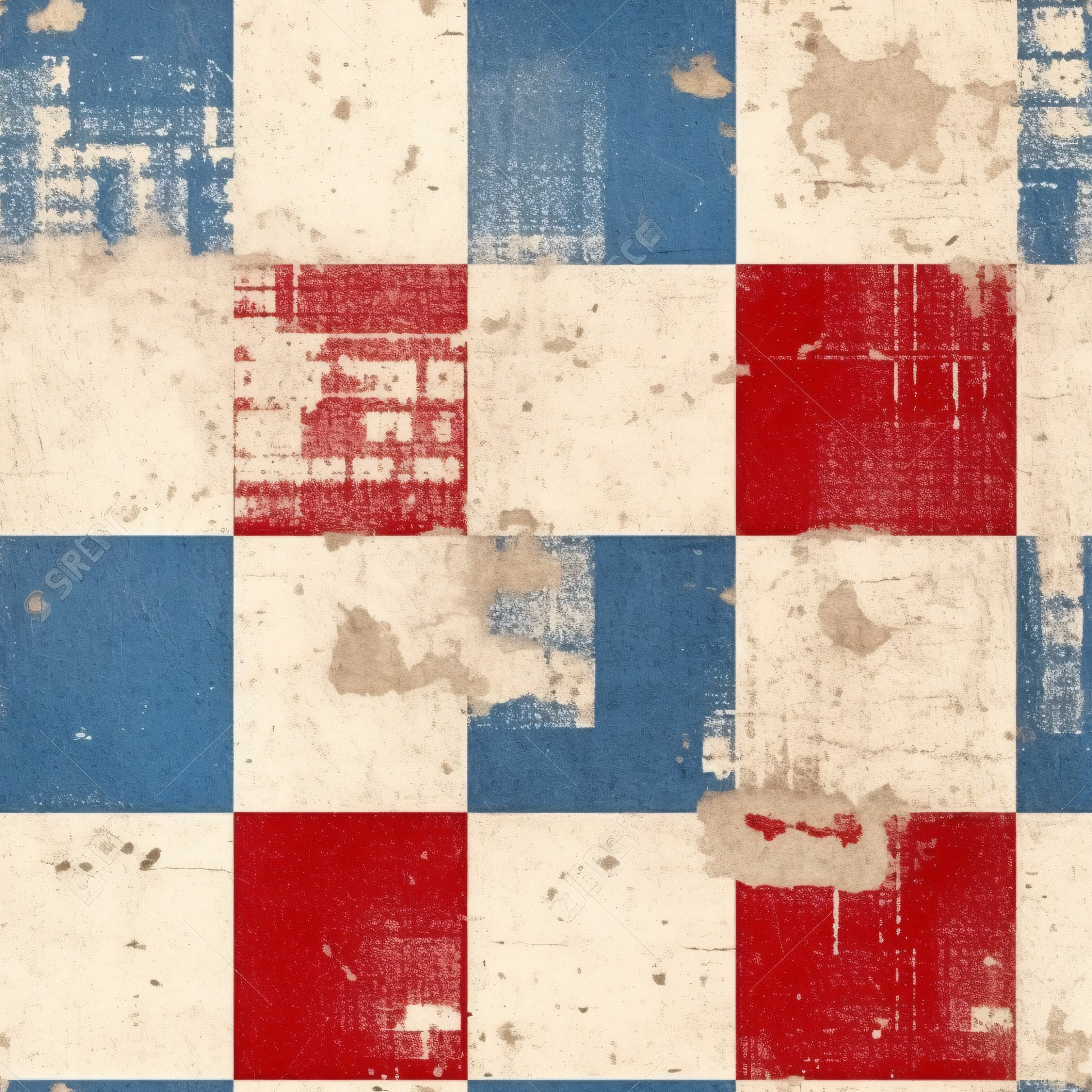 red, white, blue, distressed, weathered, vintage, patriotic, americana, geometric blocks, quilting cotton, fabric panel, rustic, faded, textured, grunge effect, squares, rectangles, worn appearance, fourth of july, independence day