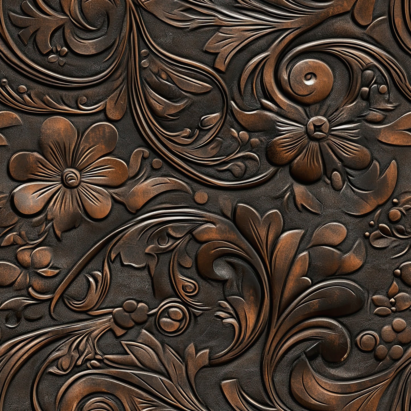 The Western Life Pattern 14 Quilting Cotton Fabric brown floral filigree swirl leaf vintage rustic textile design quilting cotton fabric yardage continuous American made