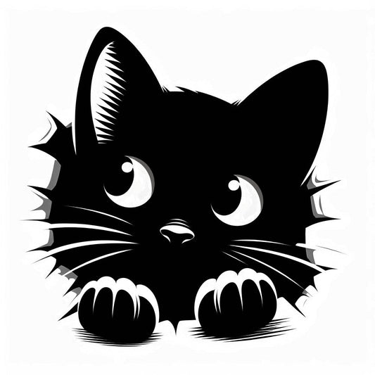 Peeking Black Cat Fabric Panel 6